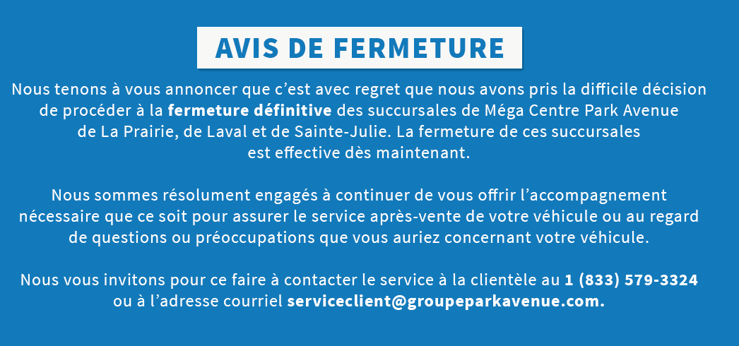 Fermeture de la succursale de Sainte-Julie du Méga Centre Park Avenue