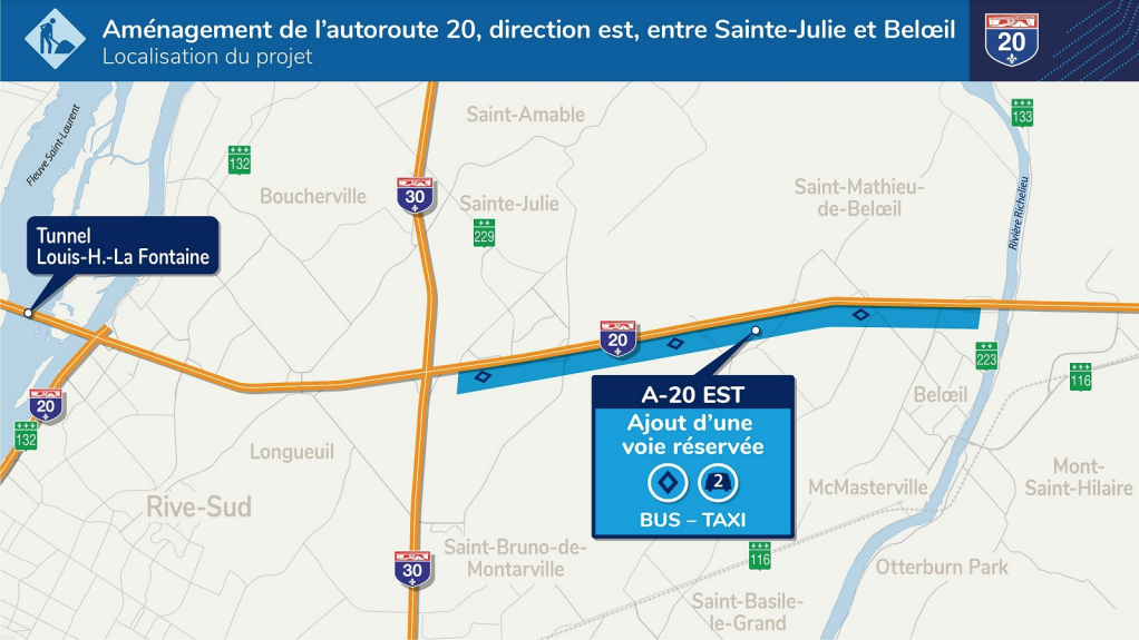 Aménagement d’une voie éservée sur l’A-20 : des ralentissements à prévoir à la hauteur de Sainte-Julie