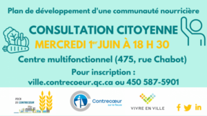 Consultation citoyenne « Repensons ensemble notre système alimentaire local » reportée au 1er juin