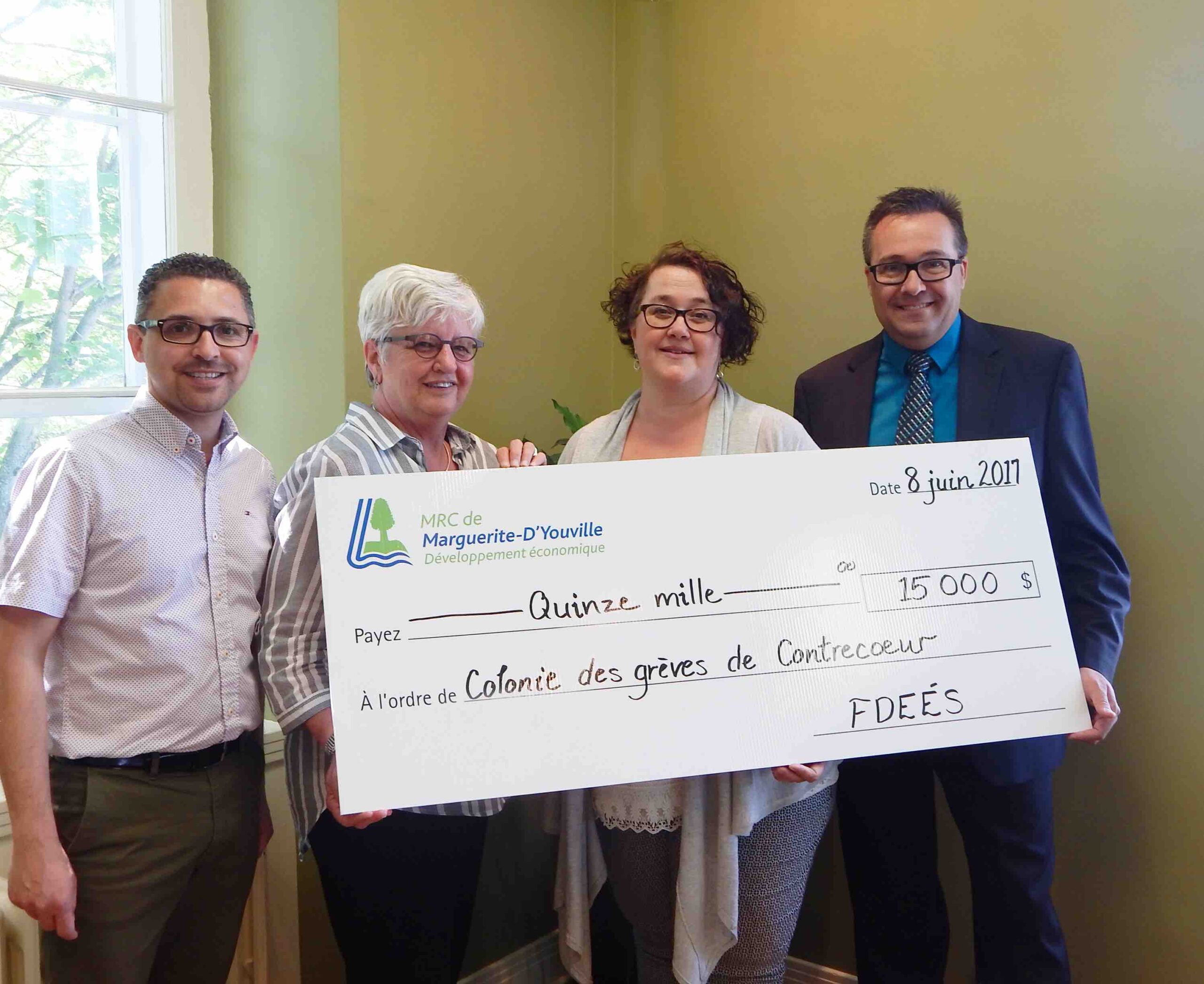La MRC de Marguerite-D’Youville octroie 15 000 $  à la Colonie des Grèves de Contrecœur