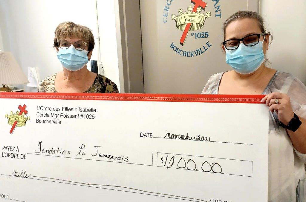 La Fondation Lajemmerais remercie les Filles d’isabelle de Boucherville pour leur généreuse contribution