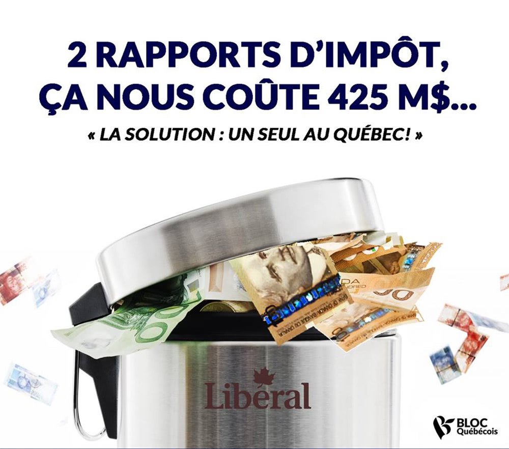 Le Bloc québécois dépose son projet de loi visant l’instauration d’un rapport d’impôt unique