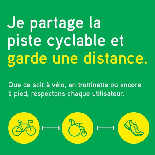 Je partage la piste cyclable et garde une distance