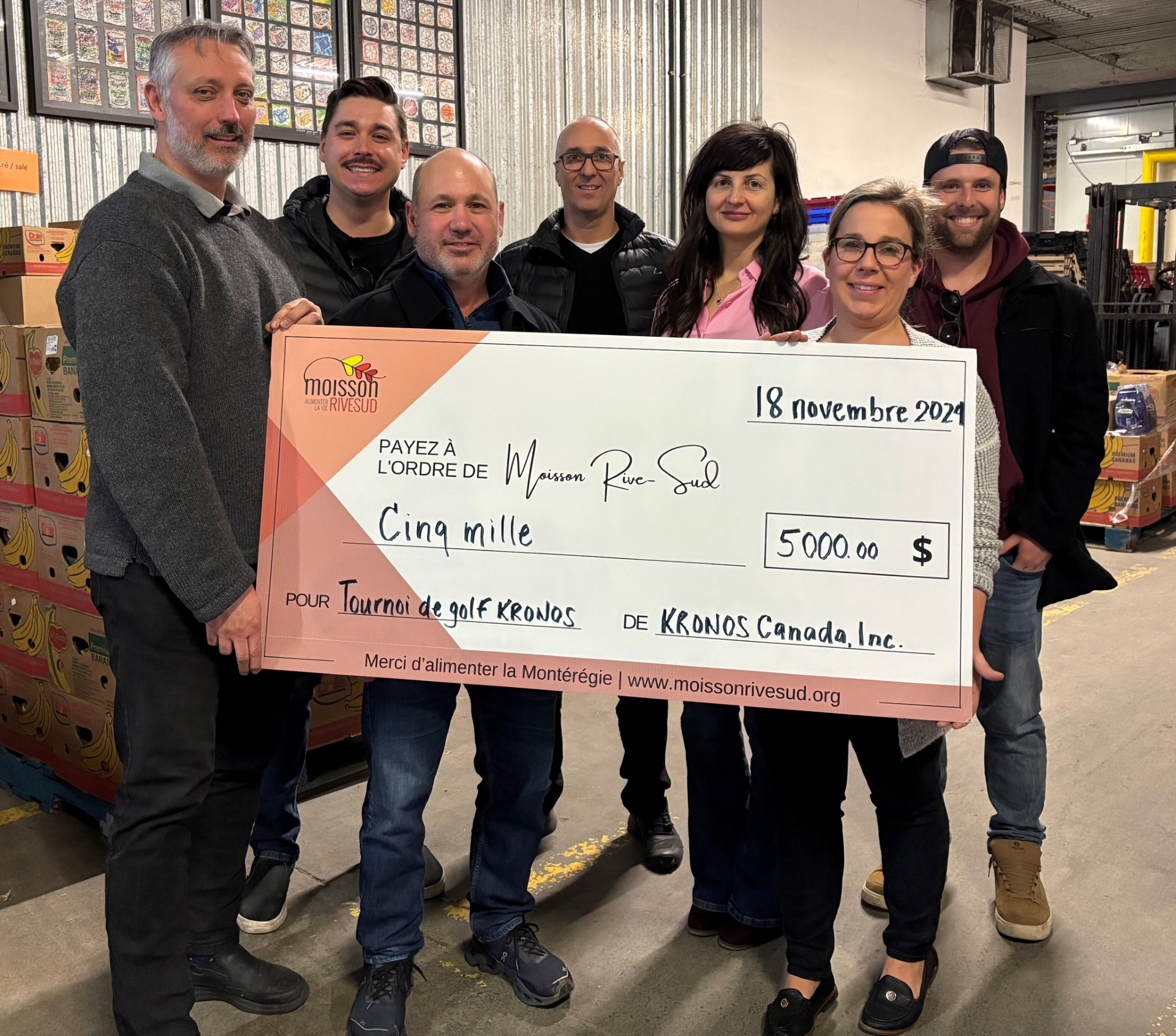 Un don de 5 000$ de Kronos Canada pour soutenir Moisson Rive-Sud
