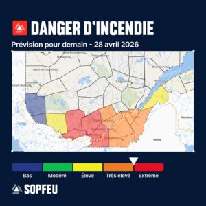 Le danger d’incendie est élevé à extrême