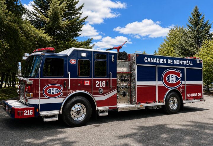Le camion de pompier à Sainte-Julie… aux couleurs des Canadiens!