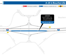 Une autre fermeture de l’autoroute 20 à Boucherville