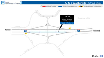 Une autre fermeture de l’autoroute 20 à Boucherville