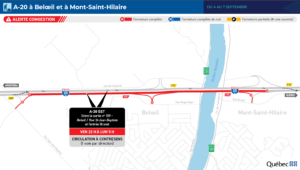 Une autre fermeture de l’autoroute 20 à prévoir