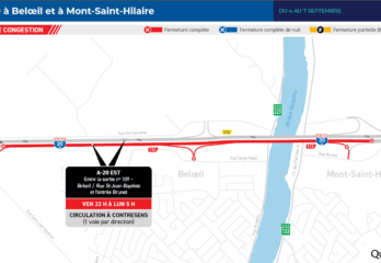 Une autre fermeture de l’autoroute 20 à prévoir