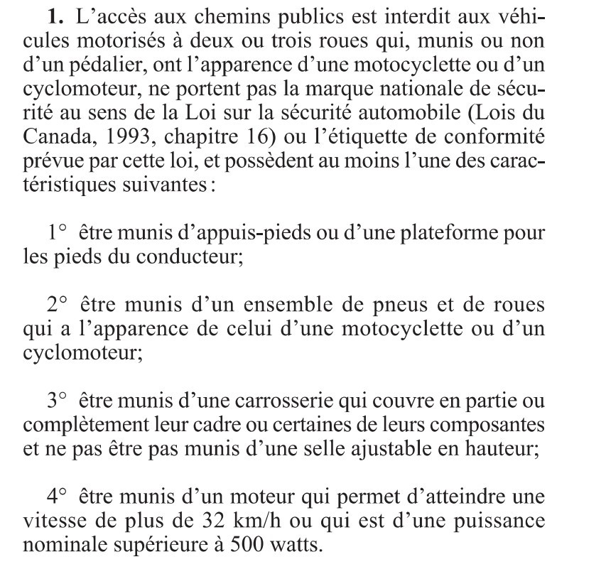 Interdiction des scooters électriques: une question d’équité, dit la SAAQ