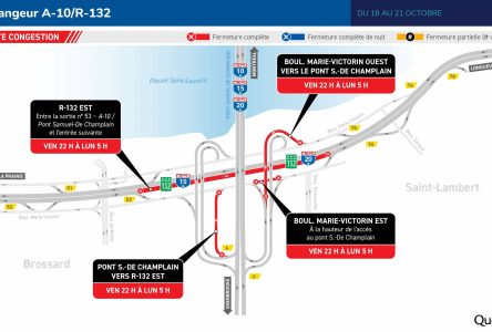 Entraves près du pont Samuel-De Champlain cette fin de semaine